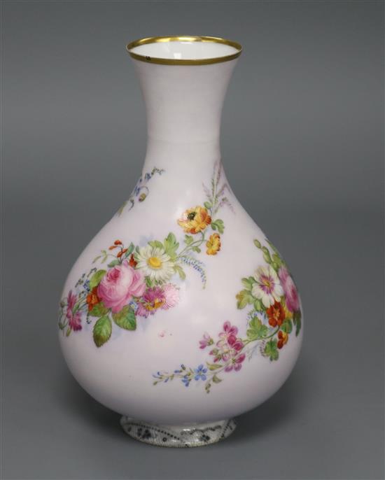 A Sevres decorated egg shell vase, dated 1854